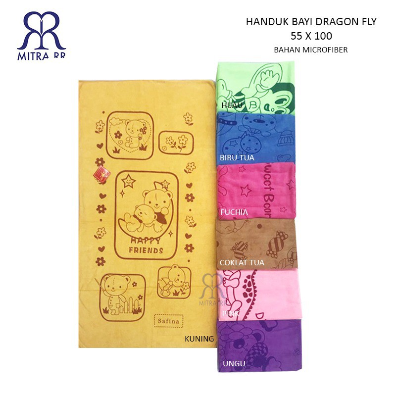 Handuk Bayi Anak 100 x 55 cm Handuk Mandi Pilih Warna Microfiber Jepang