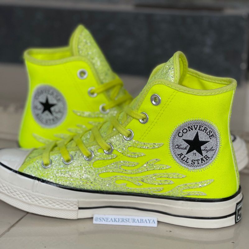 Converse Chuck Taylor 1970s Hi Glitter Shine Lemon Venom CT 70 CT 70s