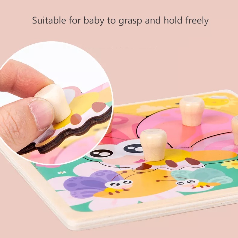 Pegged Puzzle | Puzzle dengan Gagang Pegangan Kenop Knop Handle | Knob Peg Grip | Wooden Puzzle Kayu | Puzzle Tebal | Hewan Binatang Kendaraan Transportasi Buah | Mainan Edukatif Edukasi Anak Balita Bayi