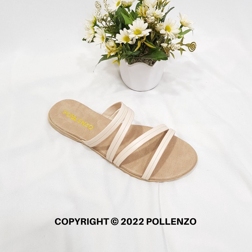 Pollenzo - Sandal Flat Teplek Wanita Lia-089-MILD CREAM