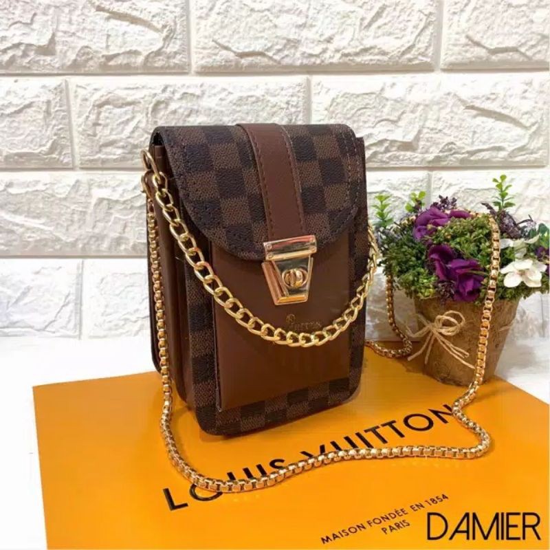 tas slempang rantai chain tas hp gantung pouch hp handphone bag acc motif dompet kecil tali slempang