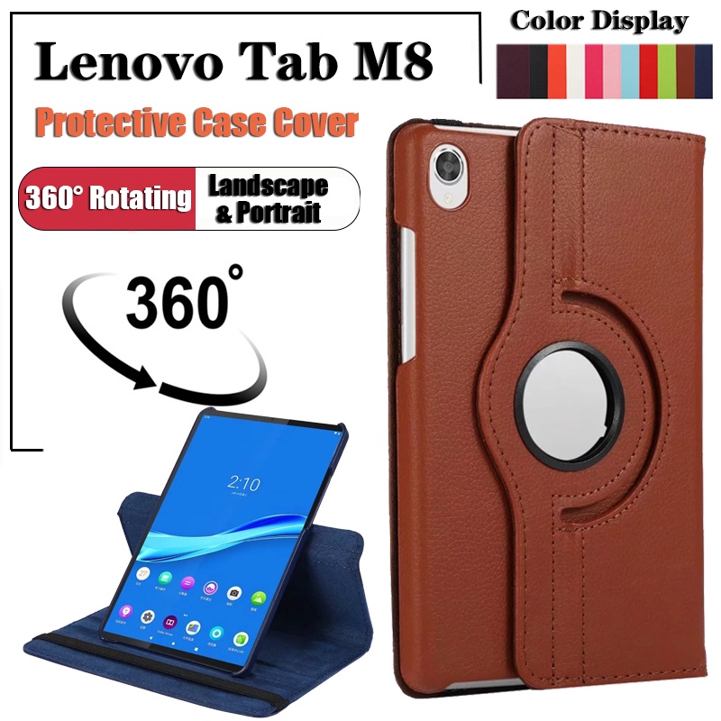 [Ready Stock] Untuk Lenovo Tab M8 (3rd Gen)/M8 (HD) (Gen Ke 2) TB-8505X TB-8505F TB-8505FS/M8 (FHD) TB-8705 Tablet Cover Pelindung Fashion360° Casing Kulit Flip Stand Putar