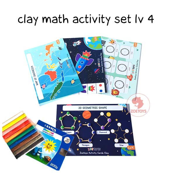 Zoetoys Clay Mat Activity Kit Set | Lyra 10 Colours Lilin Cetak Tanah Liat DAS Modelling Soft Clay | Activity Card Kartu Aktivitas Mainan Edukasi Anak