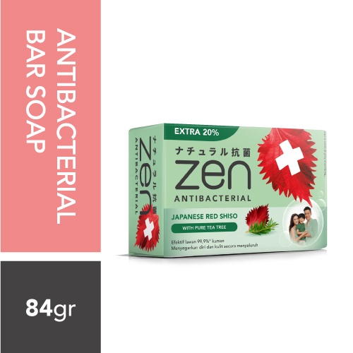 4 pcs Zen Antibacterial Sabun Batang Shiso &amp; Tea Tree 84g