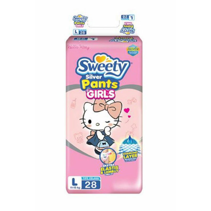 Sweety Silver Pants Girls L28 Diapers - Popok Celana Sekali Pakai