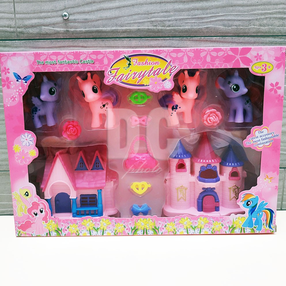 Little Pony Fairytale Castle 2in1 Mainan Istana Rumah Boneka Fantastic House