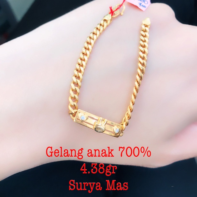 Gelang anak rantai emas 700%