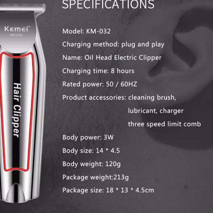 Hair Clipper Kemei Original KM-032 Alat Cukur Rambut Kumis Jenggot