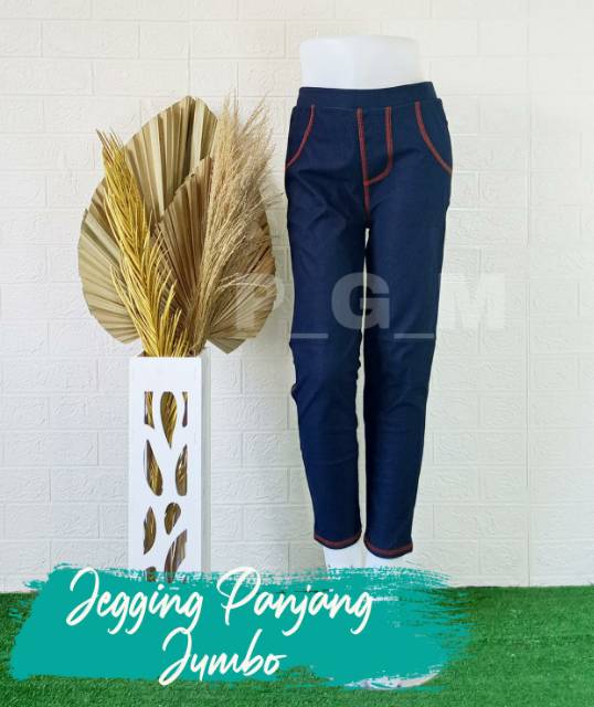 CELANA JEGGING JEANS JUMBO WANITA CELANA PANJANG BIG SIZE BISA COD//PGM