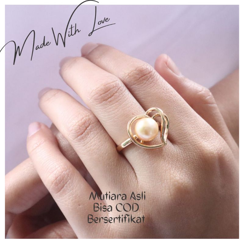 Cincin wanita mutiara asli lombok model hati | Cincin Fashion Murah