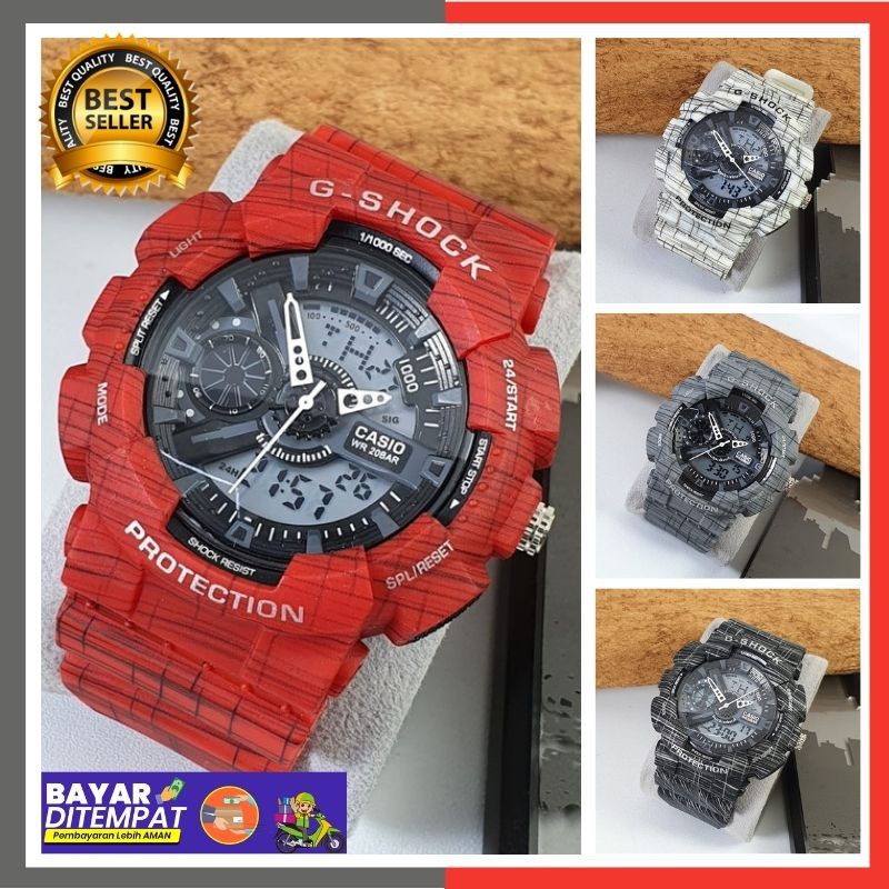 JAM TANGAN PRIA GSHOCK GA 110 RUBBER DOUBLE TIME DENIM COWOK ANALOG | JAM TANGAN GSHOCK DIGITAL