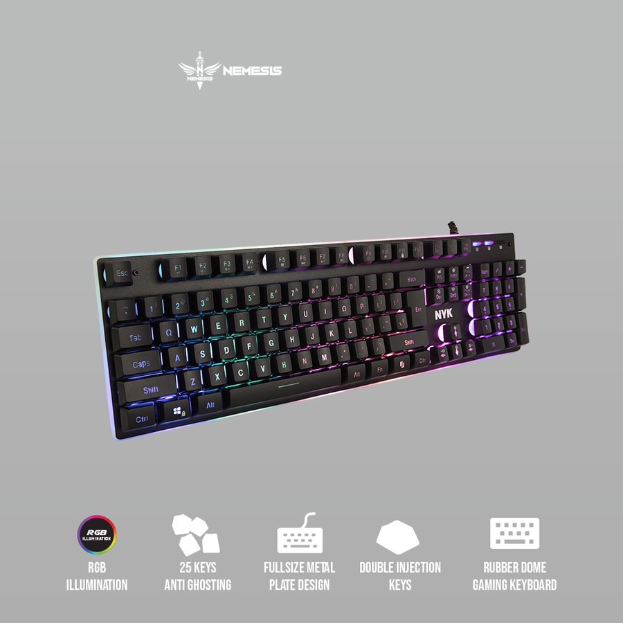 Keyboard Gaming NYK KR-301 Underglow RGB Metal Plate