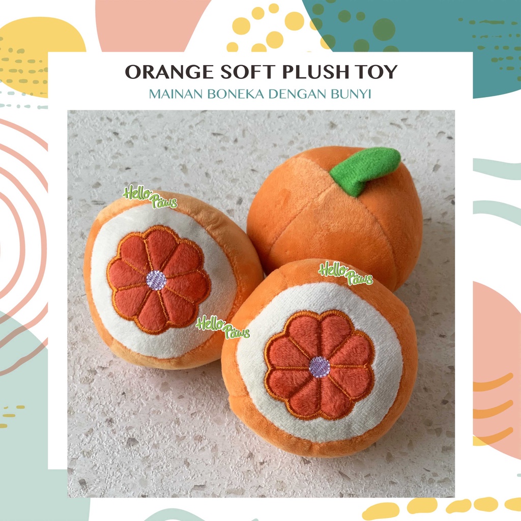 Orange Soft Plush Squeaky Toy - Mainan Boneka Gigit Anjing Kucing