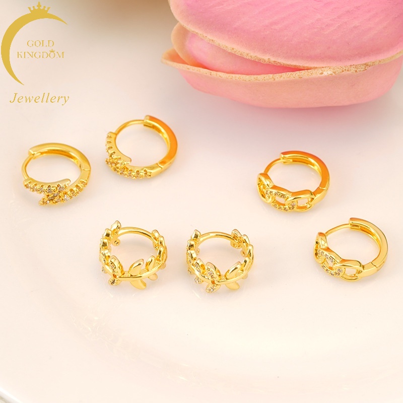 Anting Rantai Pendek 24K Model Hollow Gaya Bangkok Untuk Wanita