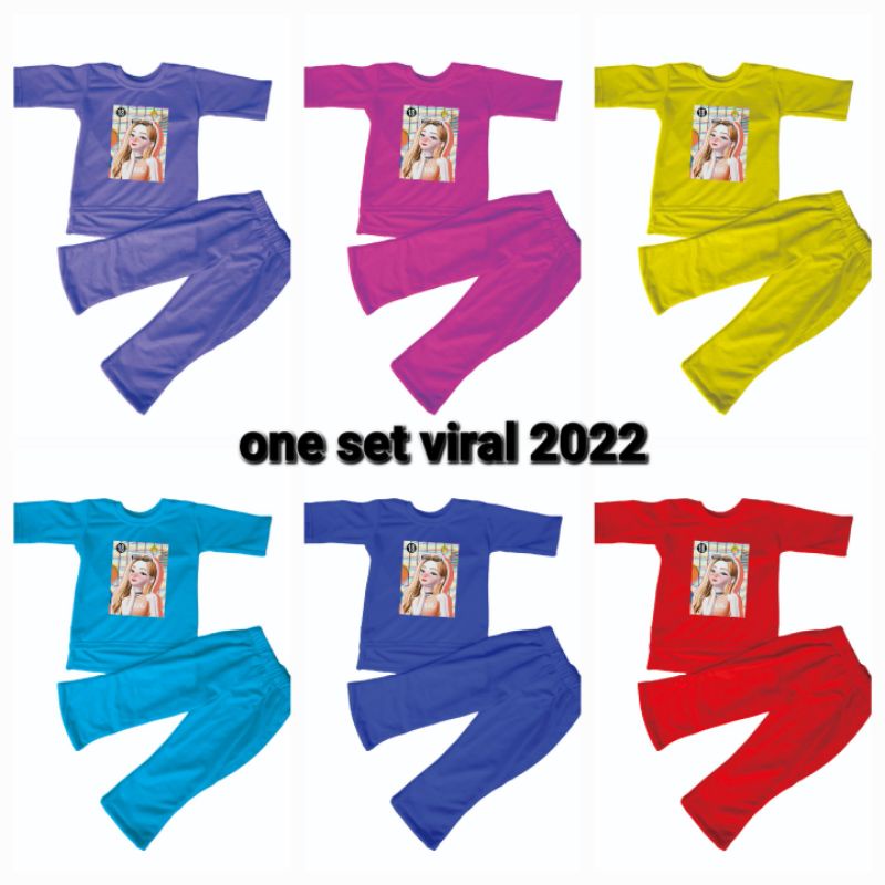 ONE SET VIRAL ANAK 2022/SETELAN VIRAL ANAK 2022/SET VIRAL 2022 ANAK/KAOS VIRAL ANAK ANAK 2022  code 018