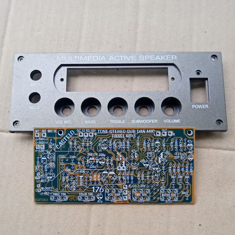 Panel Multimedia Active Speaker USB 2 Mic  Subwoofer Plus PCB Tone Control Stereo Tipe 176