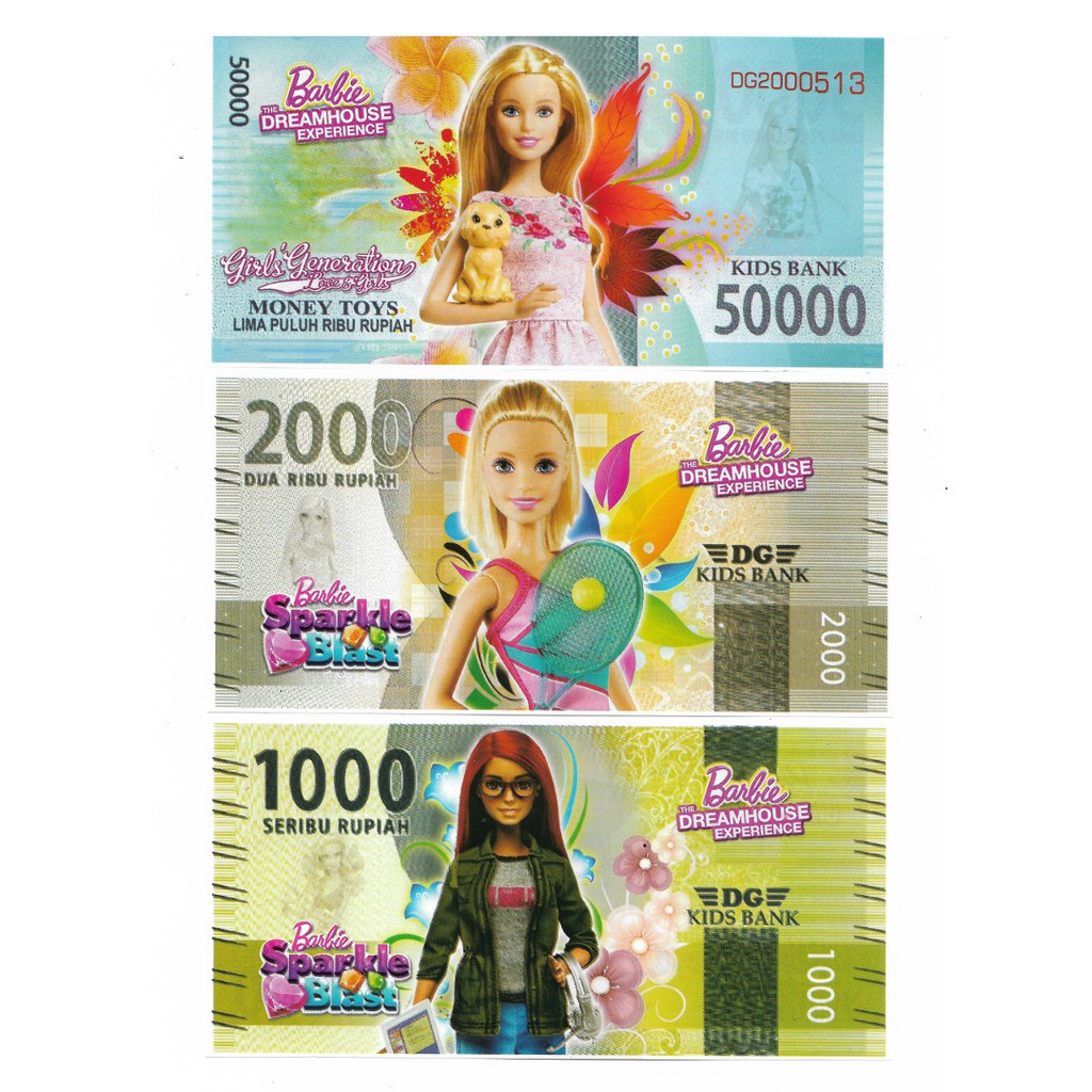 Paket 6pcs Uang Kertas Karakter Mainan Anak