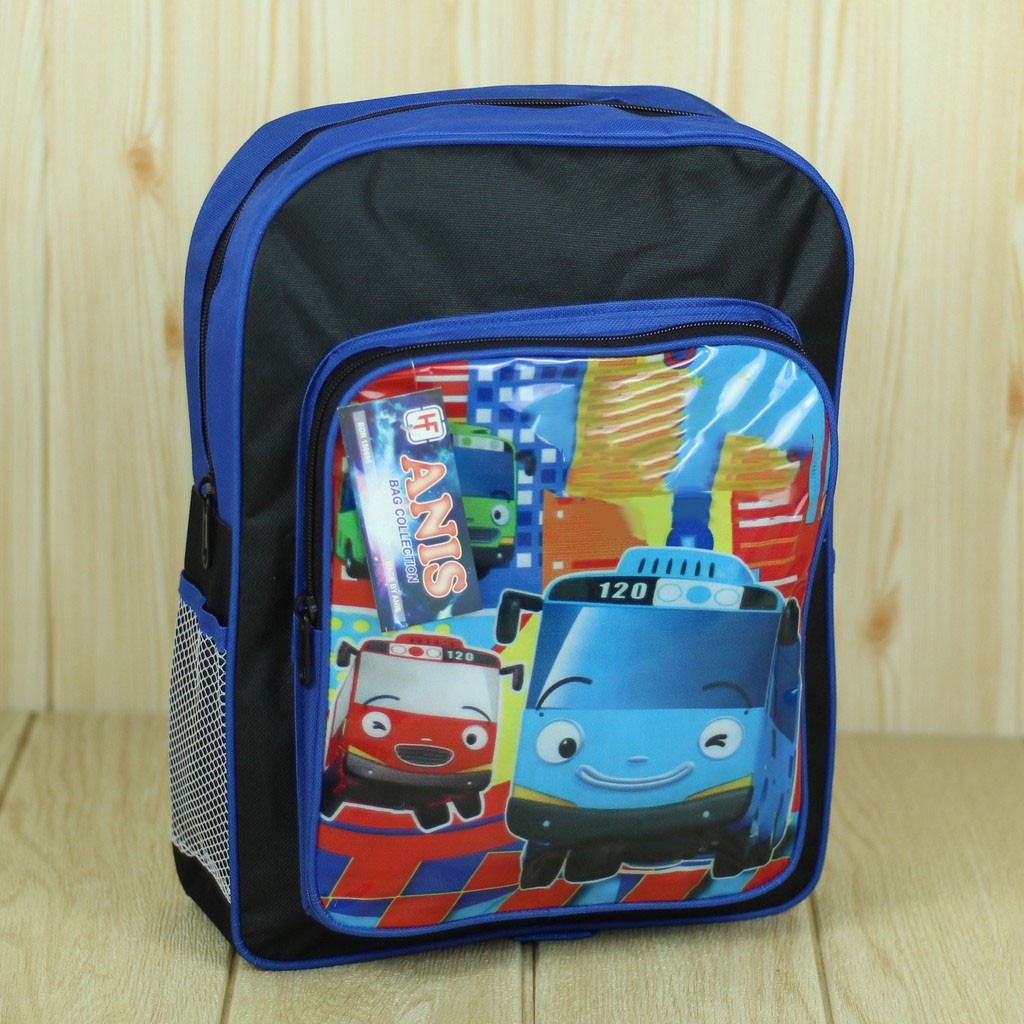 Tas Ransel Anak Laki Laki Motif Little Bus Biru Back Pack Karakter Lucu Trendy Bahan Polyester Tebal