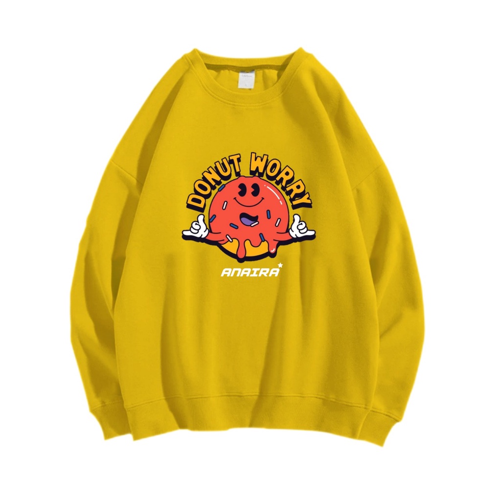 DONUT WORRY SWEATER CREWNECK PRIA WANITA Size M-XXL