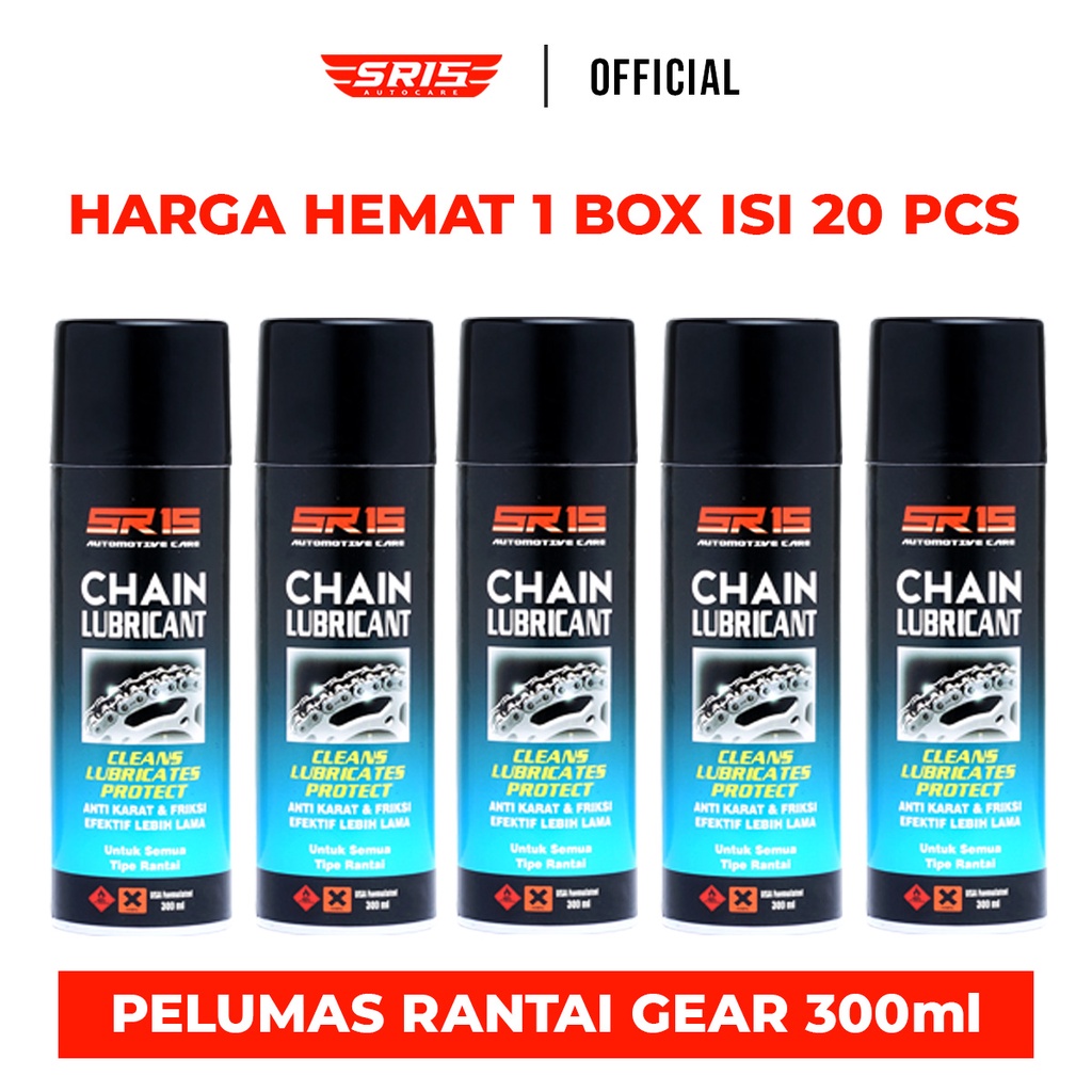PAKET HEMAT 1BOX (20 PCS) SR15 Chain Lube 300ml Pelumas Gear Rantai Motor Sepeda Listrik Transmisi