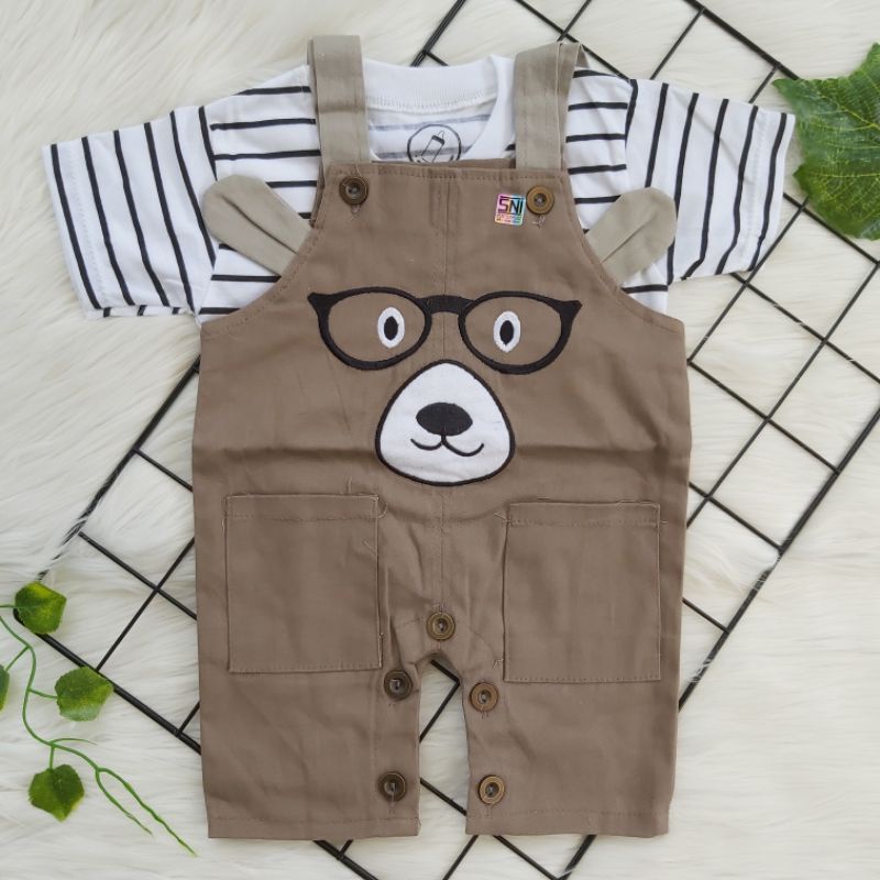 Baju setelan Kaos baju baby kodok Gambar beruang kacamata lucu fashion bayi