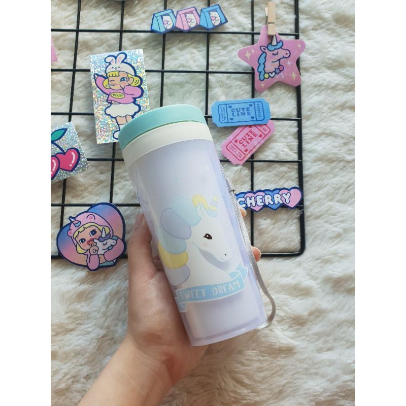 Botol Minum Unicorn Sekolah Anak Dengan Tali Pony Perempuan Cewek Bekal Gelas