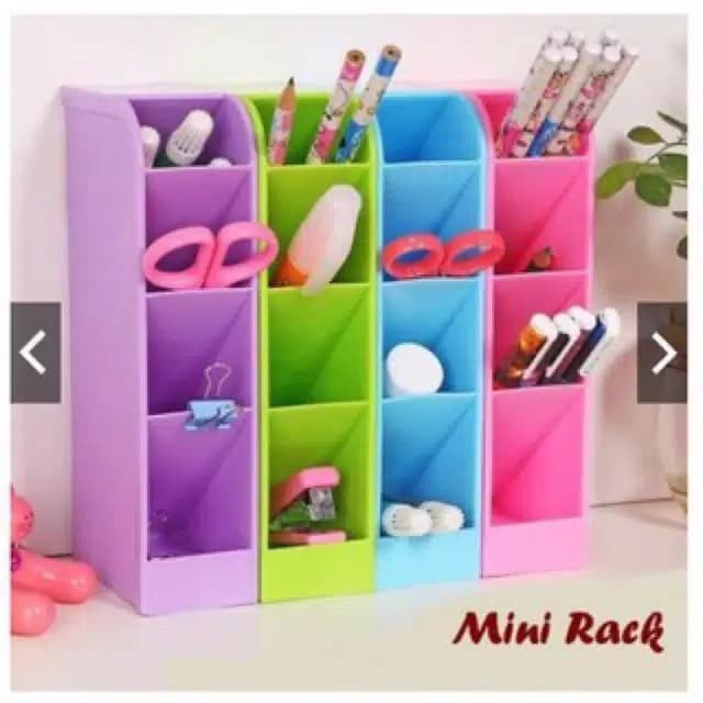 

(TERLARIS) Rak Mini 4 Sekat Kosmetik Plastik Alat Tulis Stationery