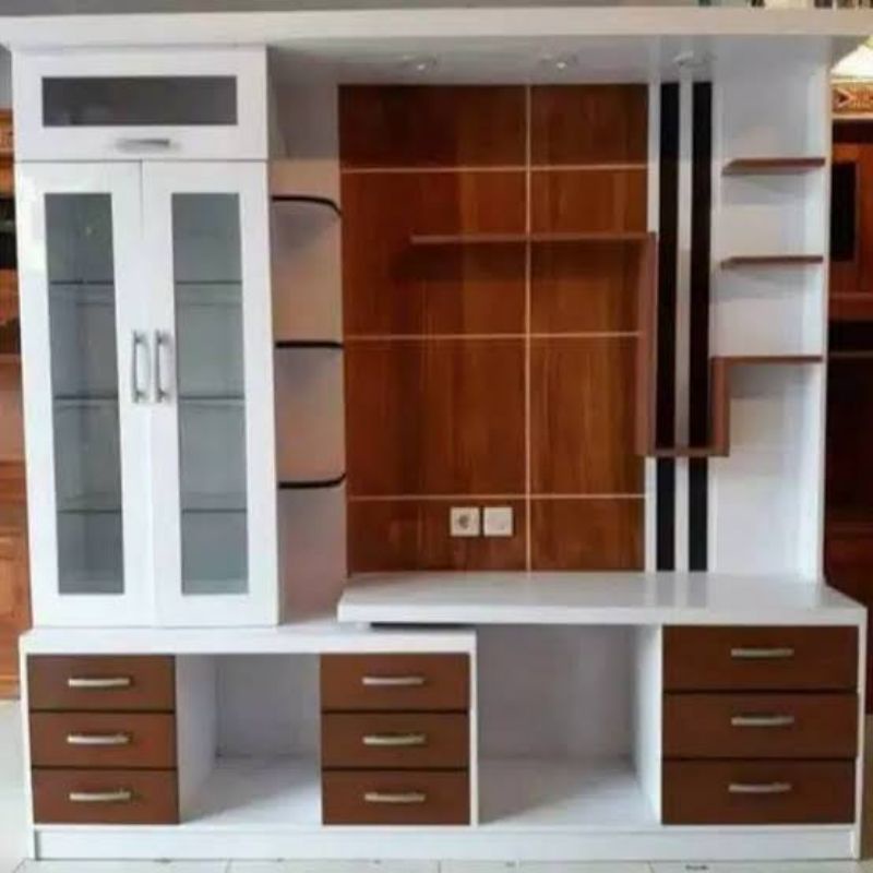 LEMARI BUFET MEJA TV KAYU JATI DAN MULTIPLEK HPL