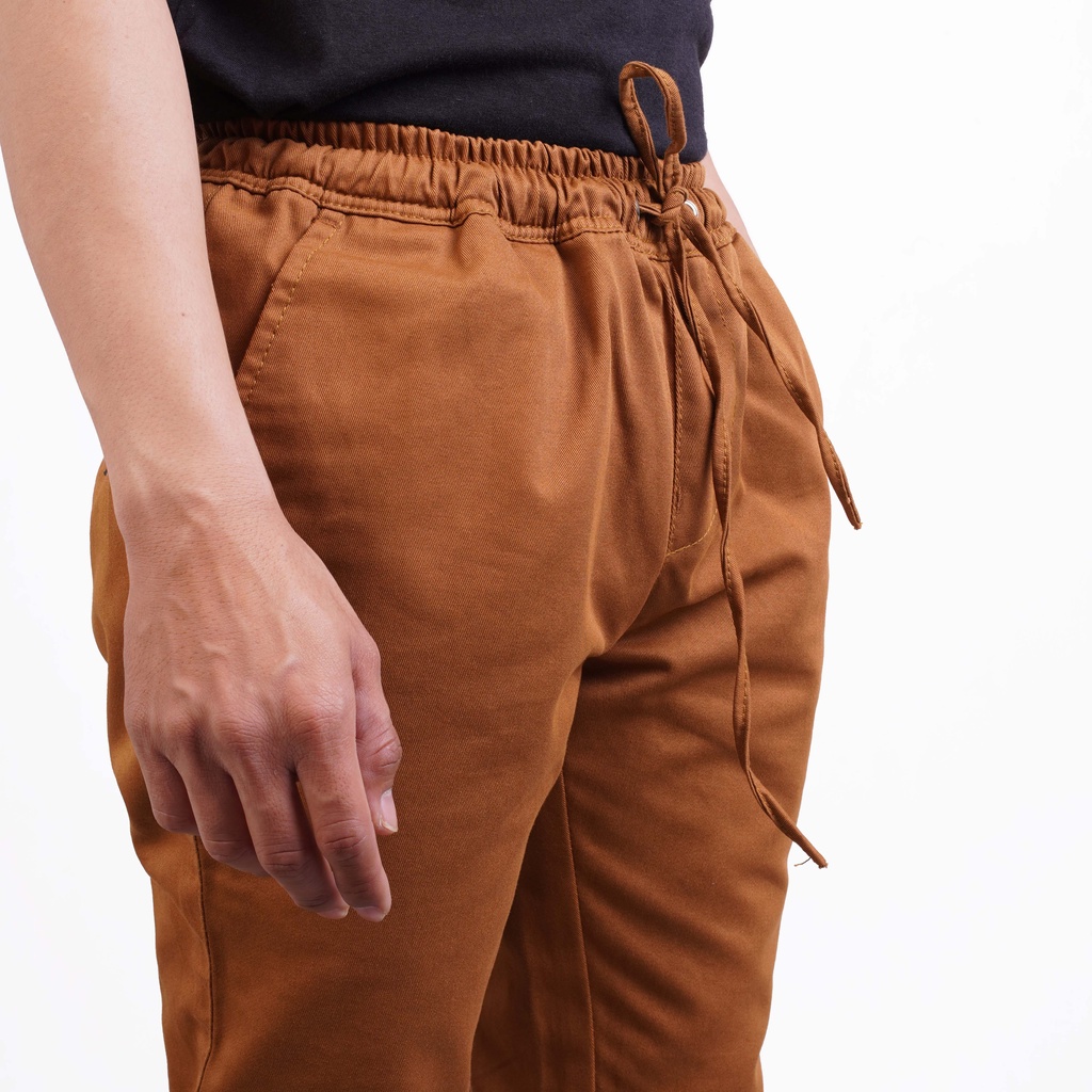 RS31 Jogger Pants Stripe Pria - Celana Joger Karet Jumbo Light Brown/Coklat