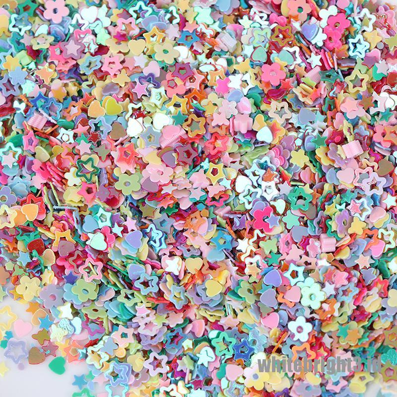 (white3) 15g Payet Glitter Bentuk Bintang / Hati Bahan Resin Untuk Dekorasi DIY