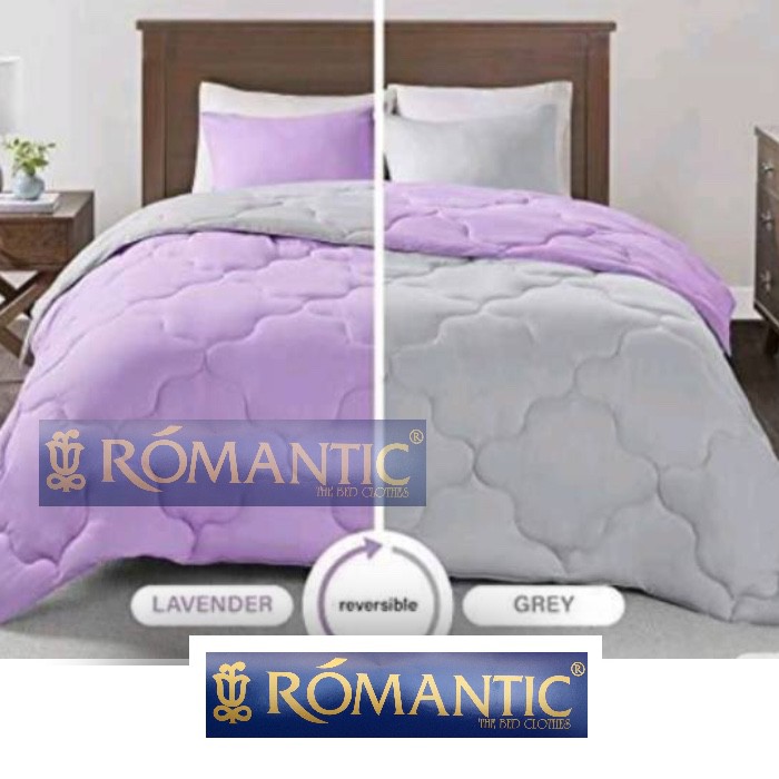 Two Tone Bedcover ROMANTIC Ungu Lilac Lavender x Abu katun jepang BTS