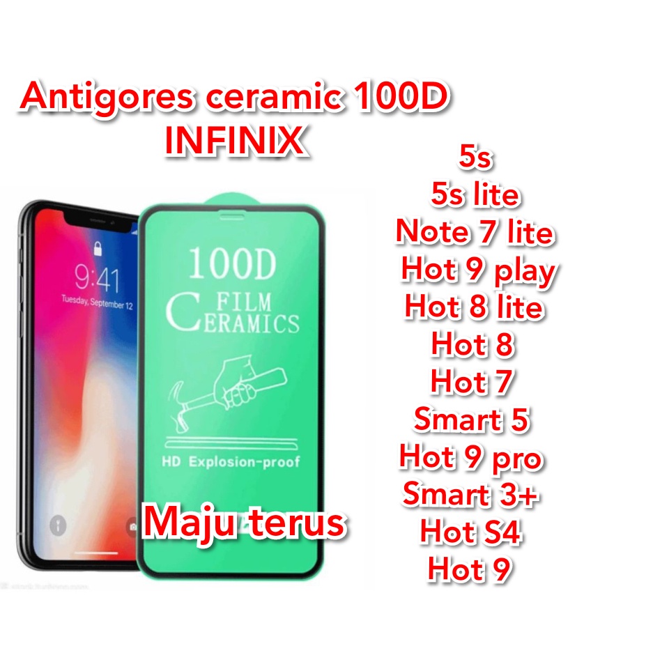 Infinix Hot 9Play AntiGores Ceramic 100D/Smart 3+/Smart 5/Smart 4/Hot S4/Hot 9/Hot 9Pro/Hot 8/Hot S5