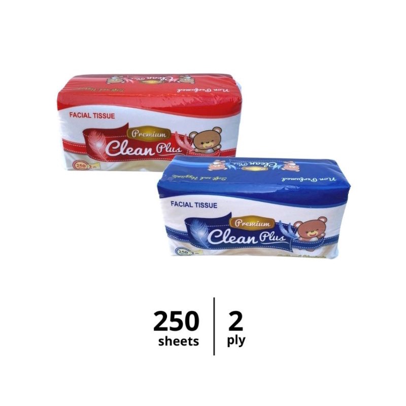 Clean Plus Facial Tissue / Tisu Wajah 2 ply / Tissue 250 Sheets / 180 Sheets