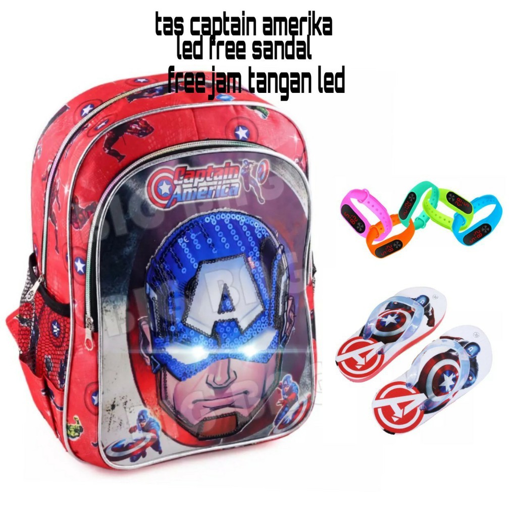 Tas ransel sekolah captain amerika paket 3 in 1