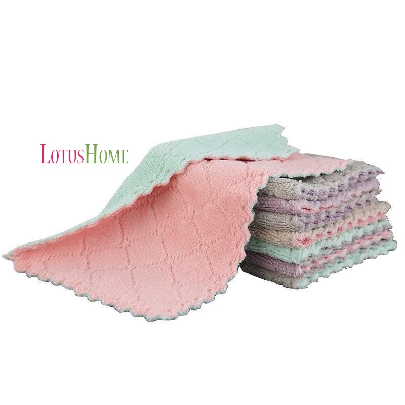 KAIN LAP PIRING ANTI MINYAK TEBAL / KAIN LAP MICROFIBER DAPUR LAP CUCI PIRING GELAS CORAL FLEECE