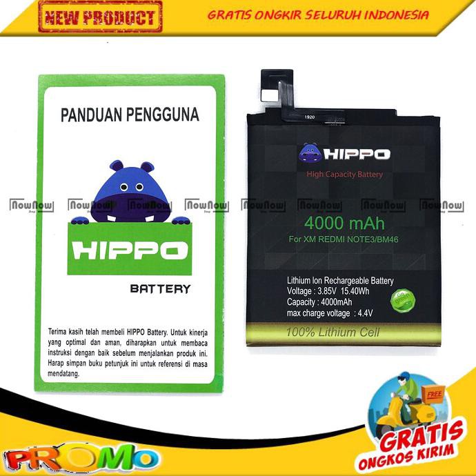 Baterai Hippo Xiaomi Redmi Note 3 Pro Bm46 Original Baterai Hp Bm 46