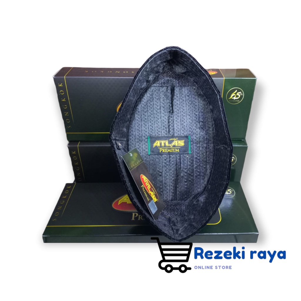 peci songkok ATLAS hitam polos AC tahan air peci songkok tanpa kertas ,kualitas premium ,bahan beludru halus dan nyaman ,tinggi 8