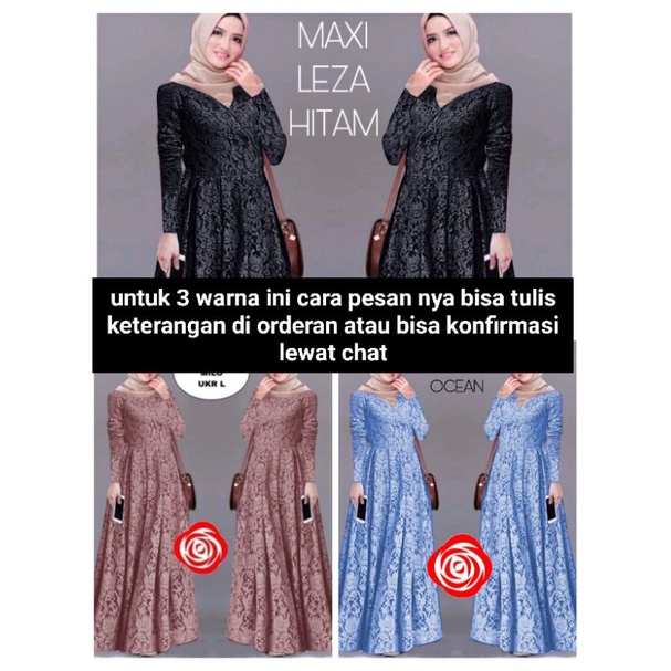 Maxi leza / Ada size super jumbo (Size L,XL,XXL,3XL,4XL)Baju gamis brokat Tulang Gliter Import / busana muslim / Dress acara-8