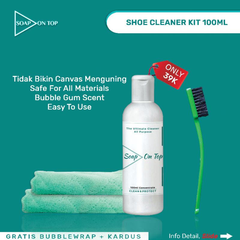 SHOE ON TOP - Paket Pembersih Sepatu Canvas Suede Mesh Leather 100ml Sikat Insole