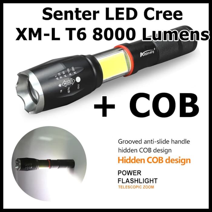 TaffLED Waterproof Senter LED Torch Cree XM-L T6 8000 Lumens E17 COB