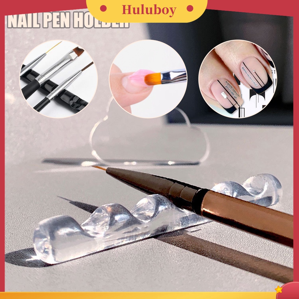 Huluboy Huluboy♡ Holder Pen Brush Nail Art 5 Grid Reusable Untuk Wanita