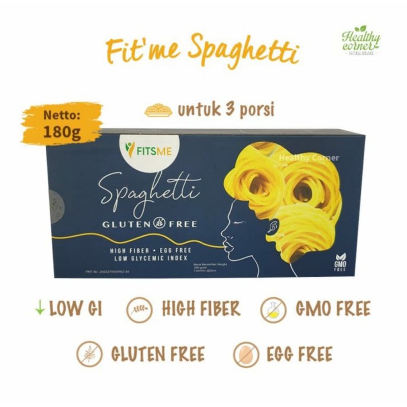 

Fit's Me Spaghetti 180gr (3 Porsi @ 2 Pcs) Pasta Sehat Bergizi High Fiber Low Glycemic Index