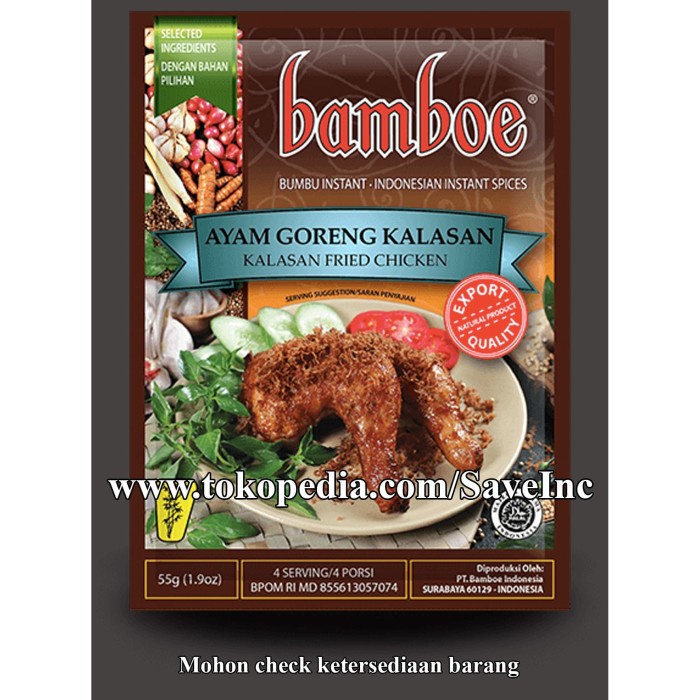 

Instan-Masak-Bumbu- Bamboe Export Ayam Goreng Kalasan Bumbu Dapur Instan Siap Pakai -Bumbu-Masak-
