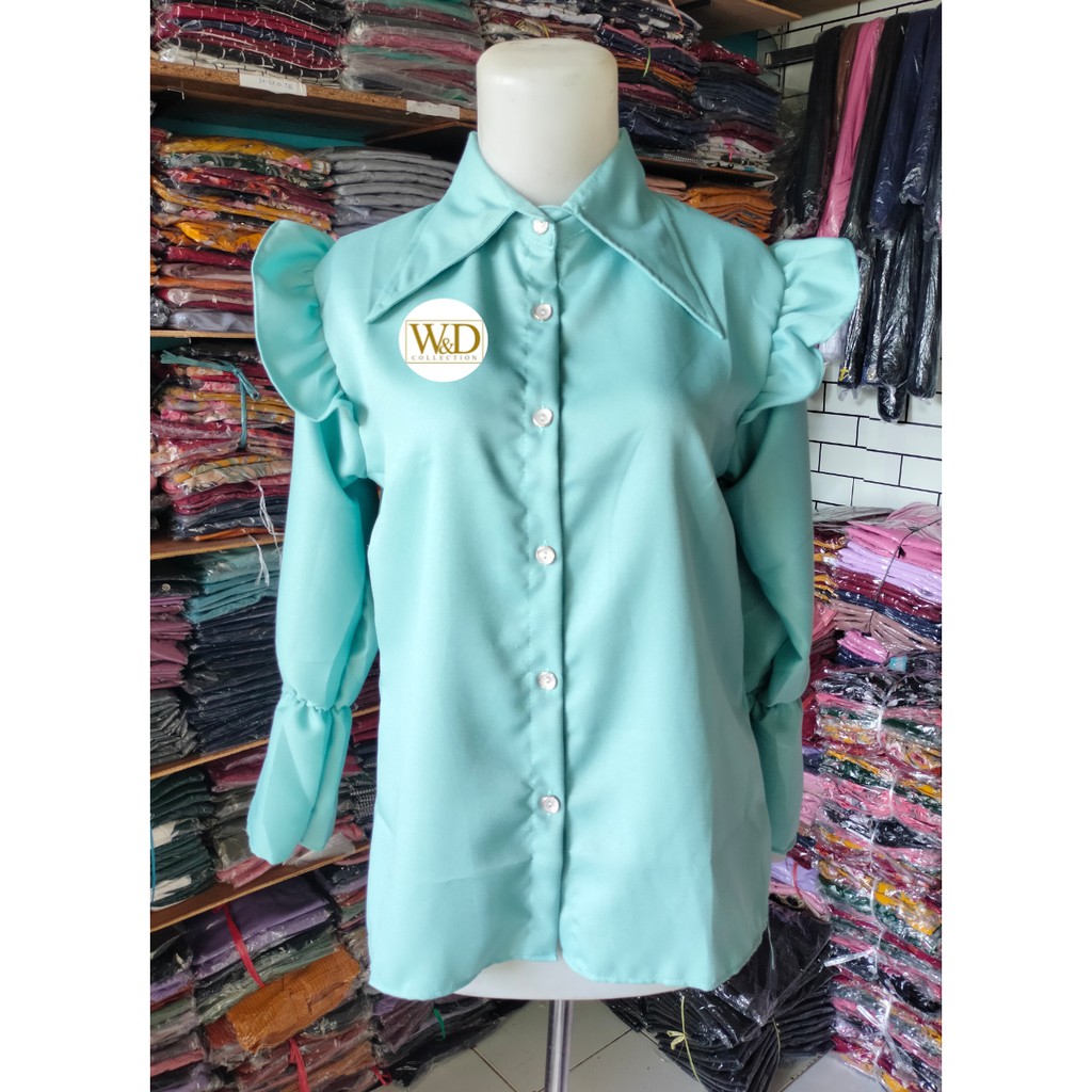 Kemeja Polos Wanita Atasan Blouse Casual model Andin Bahan Moscrepe