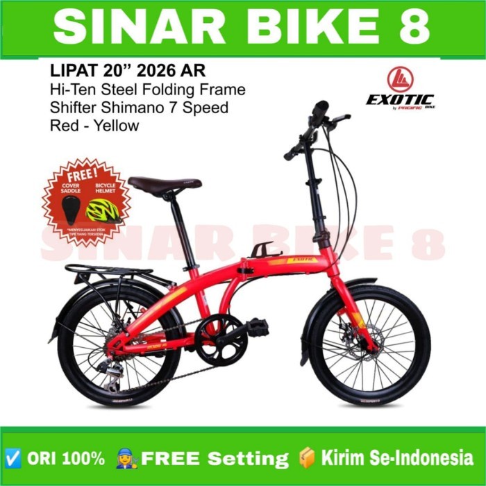 Sepeda LIpat Ukuran 20 Inch EXOTIC 2026 AR Rem Cakram 7 Speed Boncengan