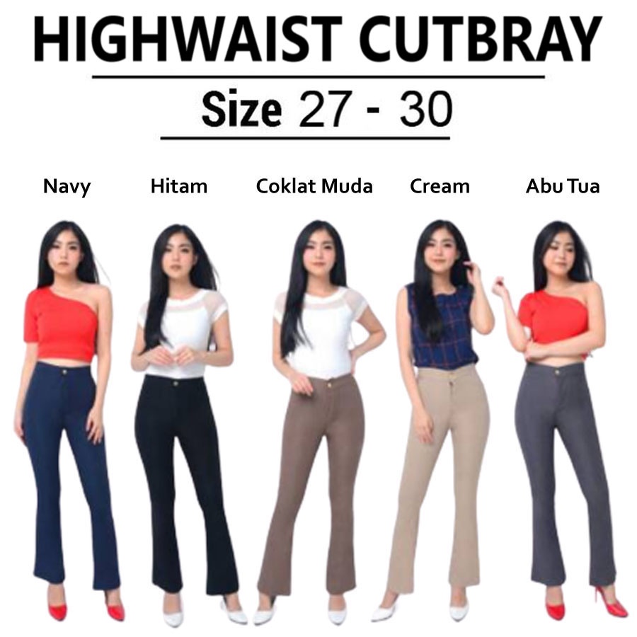 CELANA CUTBRAY SOFT JEANS PREMIUM / Celana Highwaist Cutbray Wanita