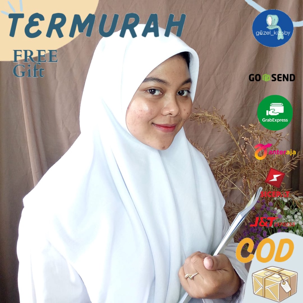 Hijab Sekolah Segi Empat/Kerudung Sekolah/Jilbab/Krudung Putih Sekolah/Segiempat Putih/Segi Empat Pu