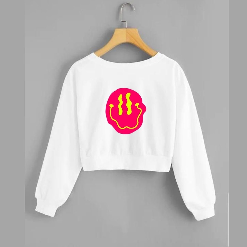 Clothing May - Sweater Crop Smile Sweater Distro Croptop Atasan Krop Top Wanita Cewek Viral