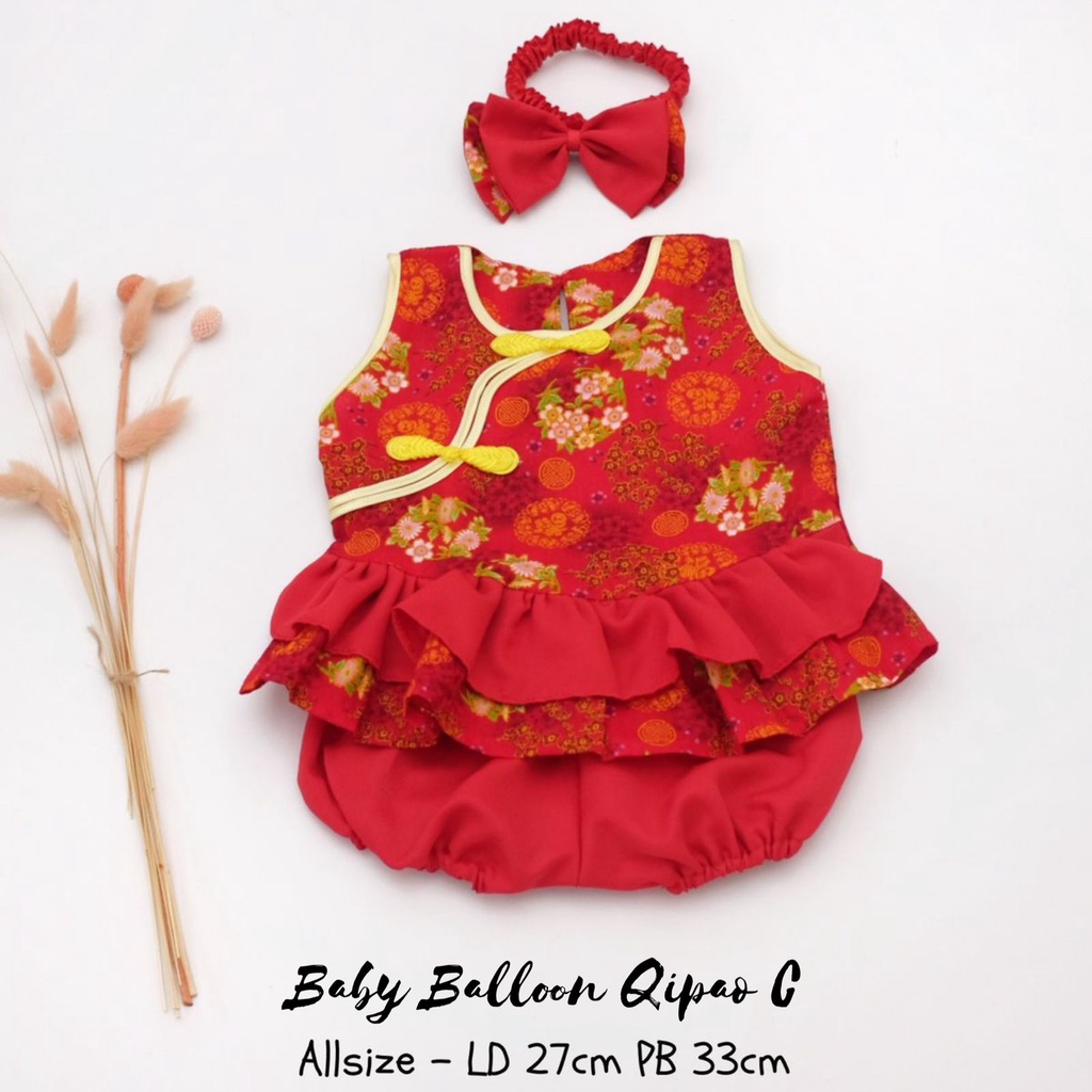 BABY BALLOON QIPAO CHEONGSAM DRess baju imlek sincia pesta sangjit bayi anak perempuan cewek Terlaris Murah