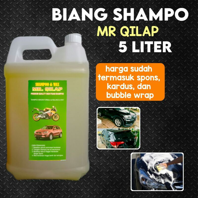 Biang Shampo 5 Liter Sabun Cuci Mobil MR QILAP Bonus Busa Spons